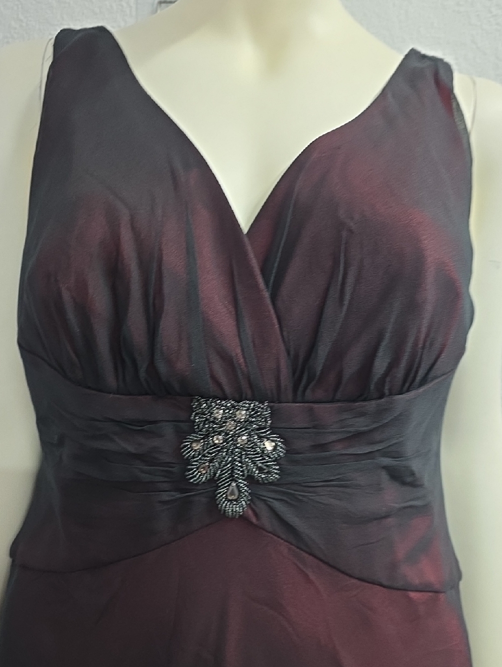 Jones NY Silk Dress Woman 14W Beaded Empire Waist Cocktail Dress